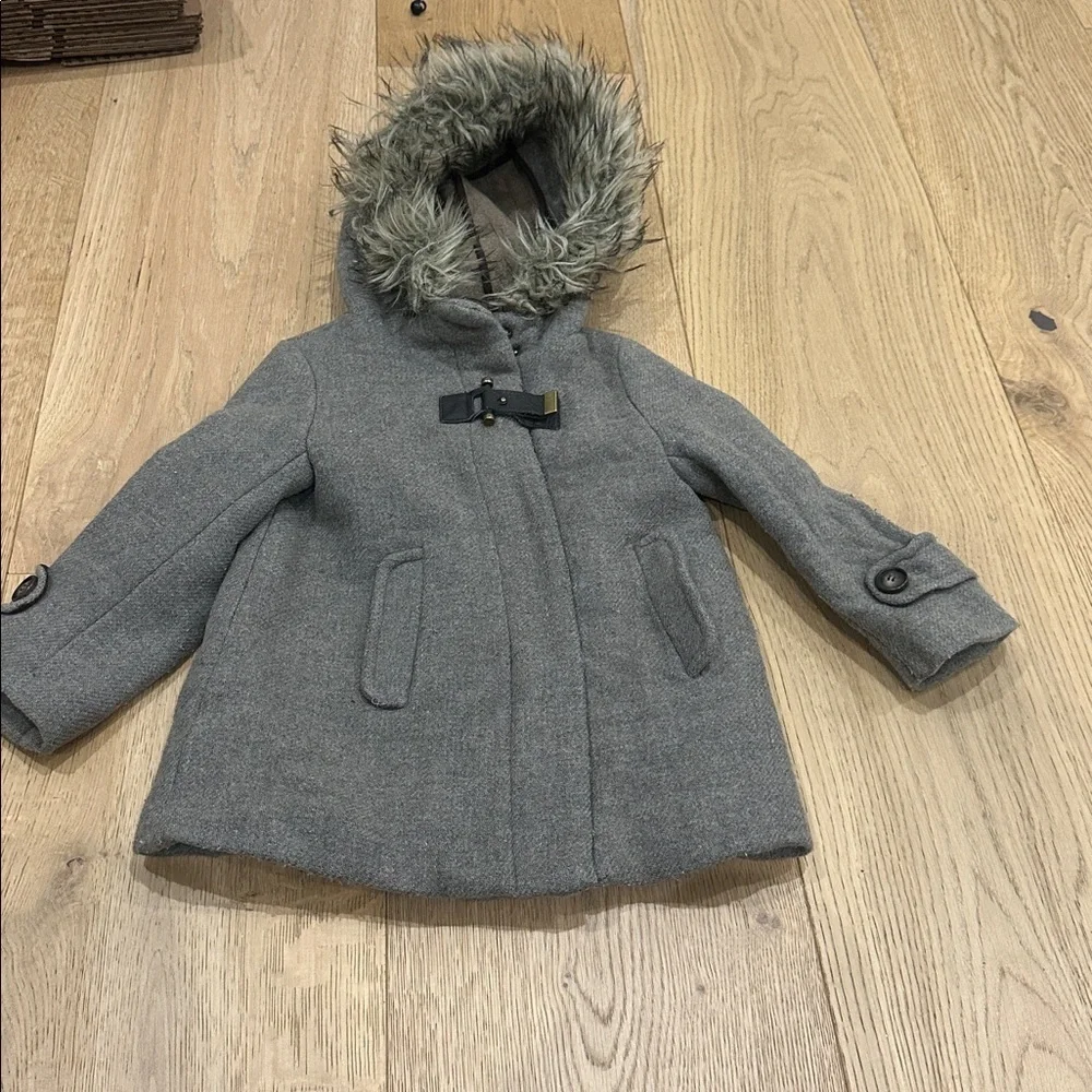 Zara Kids Girl Duffle Coat wool blend With Toggle brown girls 5